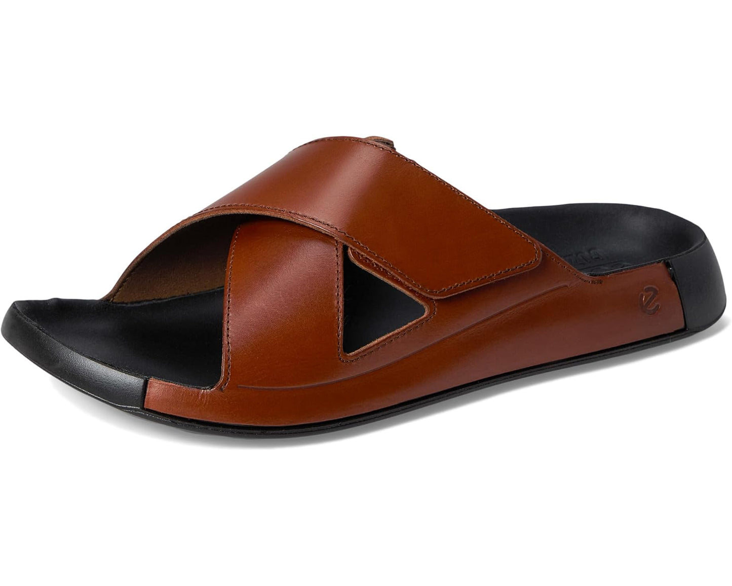 Men's ECCO Cozmo Two Band Cross Slide Sandal Cognac