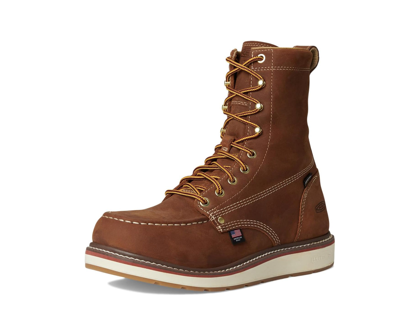 Men's KEEN Utility Liberty 8 Waterproof Boot (Soft Toe) Leather Brown/Birch