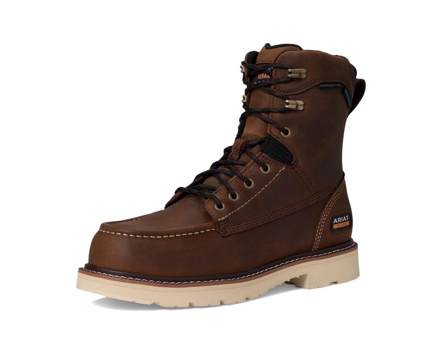 Men's Ariat Rebar Lift 8 Waterproof Composite Toe Work Boots Distressed Brown