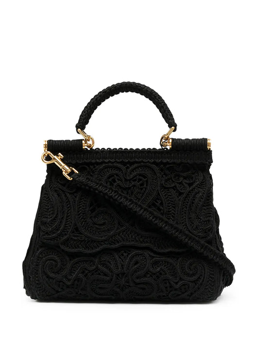 Dolce Gabbana Small Sicily Lace Top Handle Bag