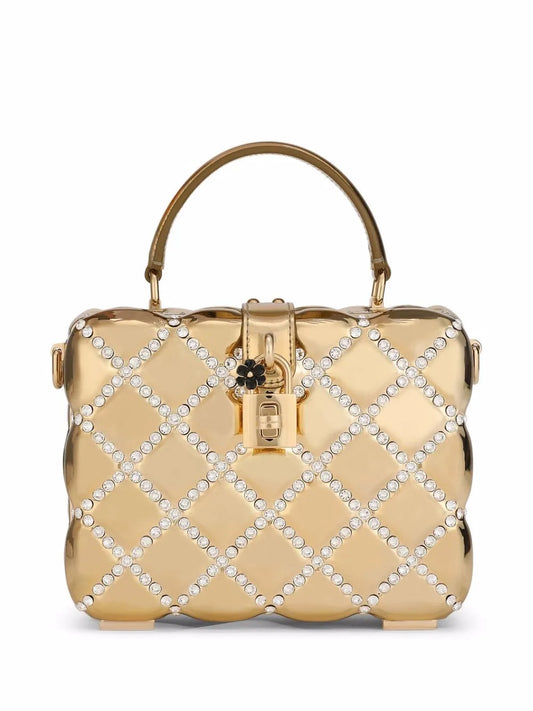 Dolce Gabbana Dolce Box Rhinestone Embellished Top Handle Bag