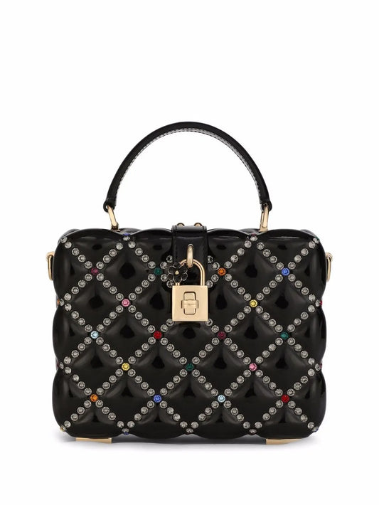 Dolce Gabbana Dolce Box Rhinestone Embellished Top Handle Bag
