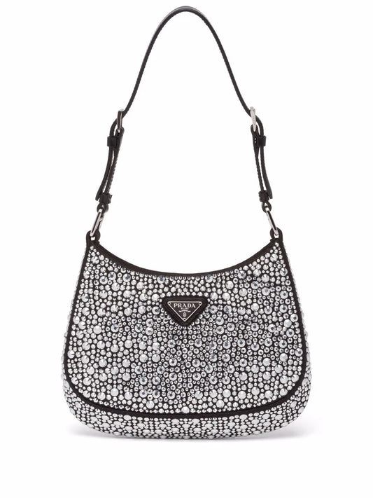 Prada Cleo Crystal Embellished Shoulder Bag