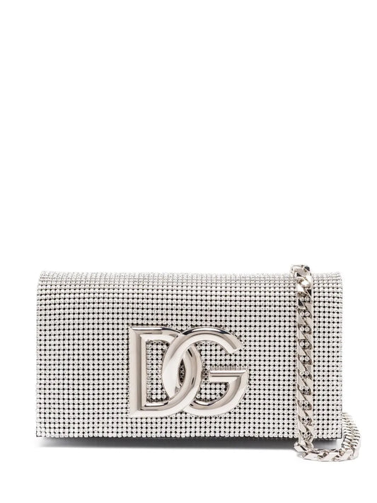 Dolce Gabbana Dg Logo Crystal Embellished Shoulder Bag