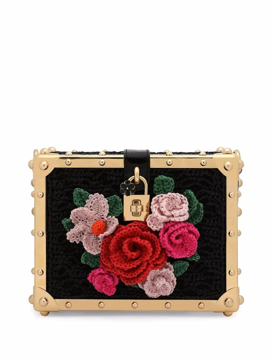 Dolce Gabbana Dolce Box Raffia Top Handle Bag