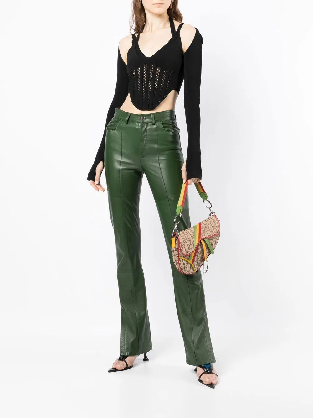 Christian Dior Pre Owned 1990 2000S Rasta Trotter Saddle Shoulder Bag
