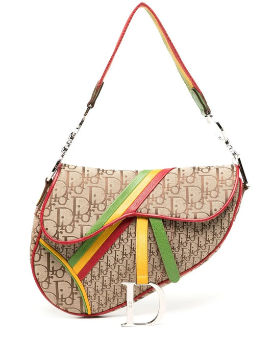 Christian Dior Pre Owned 1990 2000S Rasta Trotter Saddle Shoulder Bag