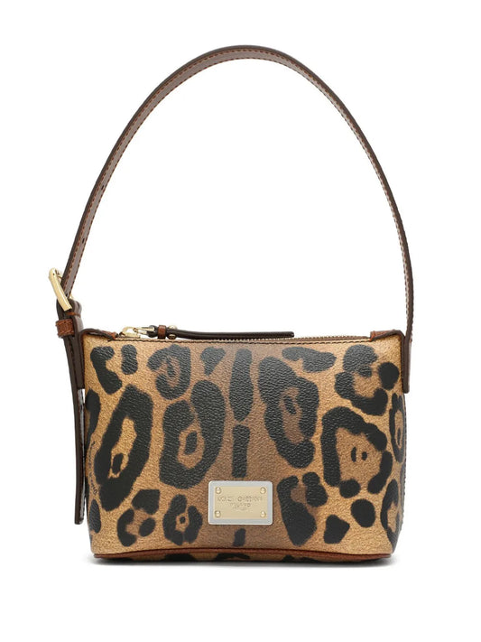 Dolce Gabbana Crespo Leopard Print Shoulder Bag