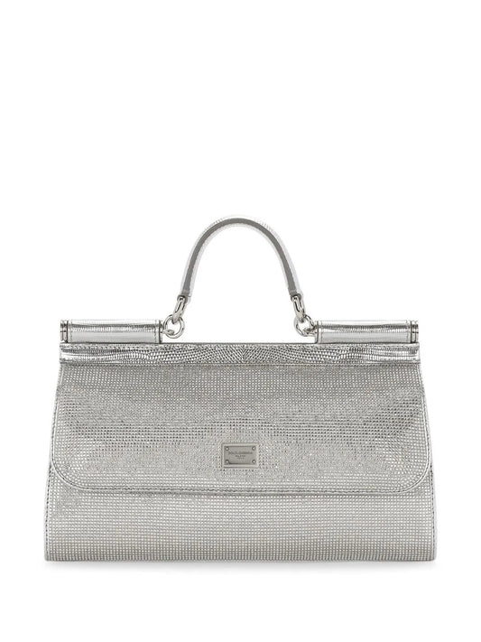Dolce Gabbana Kim Dolcegabbana Small Sicily Rhinestone Top Handle Bag