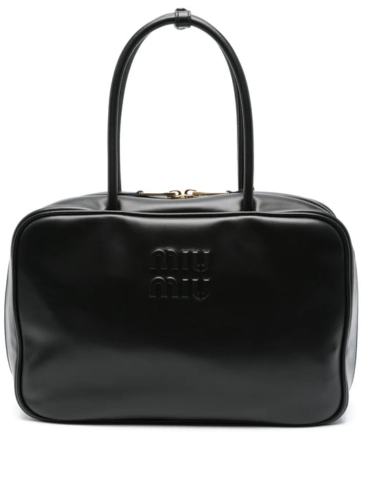 Miu Miu Logo Embossed Leather Shoulder Bag