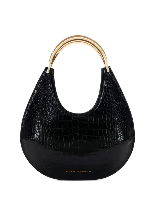 Elisabetta Franchi Medium Crocodile Embossed Shoulder Bag
