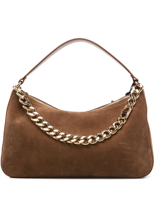 Twinset Liliane Chain Embellished Suede Shoulder Bag