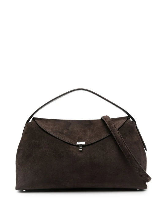 Toteme T Lock Suede Top Handle Shoulder Bag