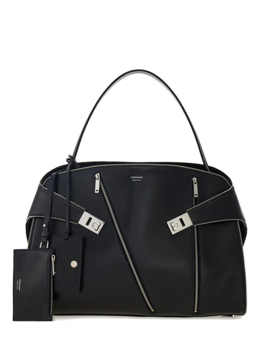 Ferragamo Large Hug Zip Detail Shoulder Bag