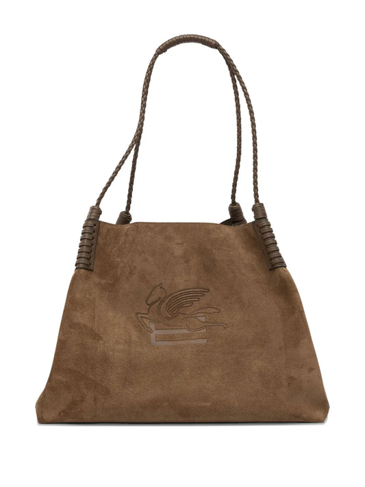 Etro Medium Libra Braided Handle Suede Tote Bag