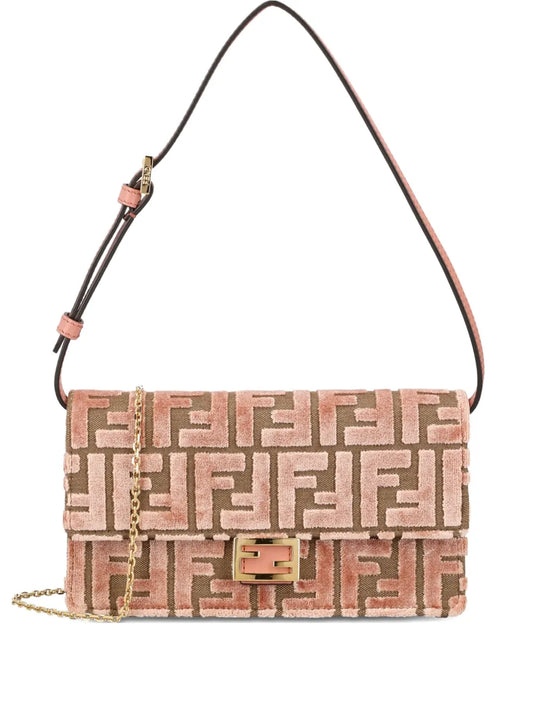 Fendi Medium Baguette Jacquard Velvet Shoulder Bag