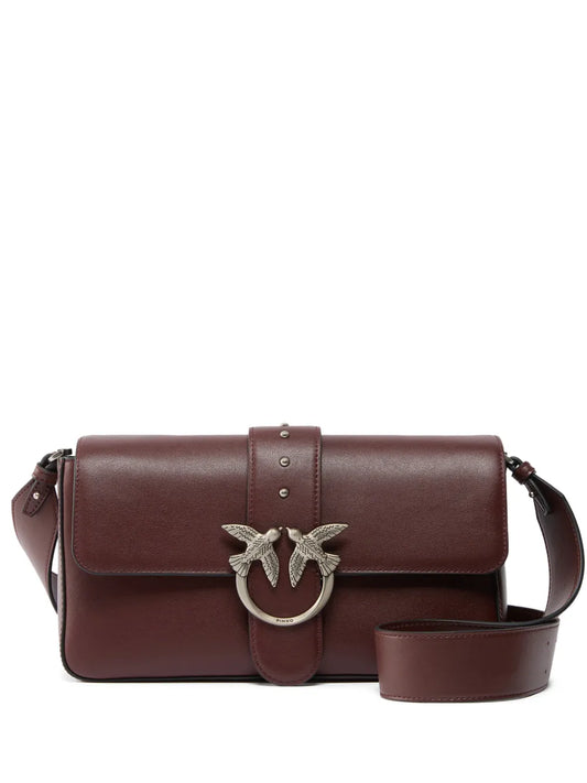 Pinko Medium Love Studded Bird Leather Shoulder Bag
