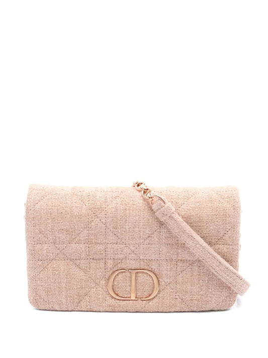 Christian Dior Pre Owned 2010S Caro Chain Tweed Shoulder Bag