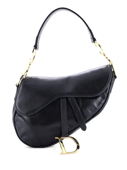 Christian Dior Pre Owned Vintage Saddle Bag Leather Medium Shoulder Bag