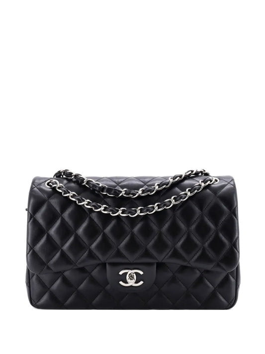 Chanel Pre Owned Classic Double Flap Bag Quilted Lambskin Jumbo Shoulder Bag