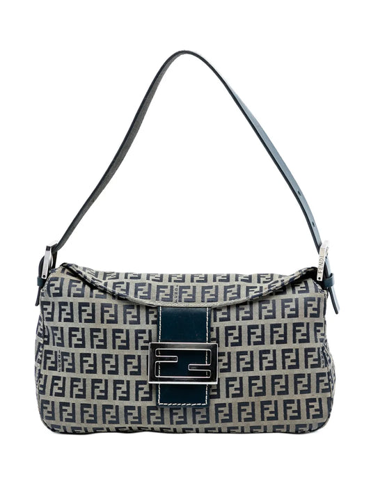 Fendi Pre Owned 20Th Century Zucchino Canvas Double Flap Shoulder Bag