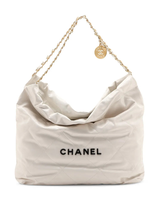 Chanel Pre Owned 2021 2025 Large Shiny Calfskin 22 Hobo Bag