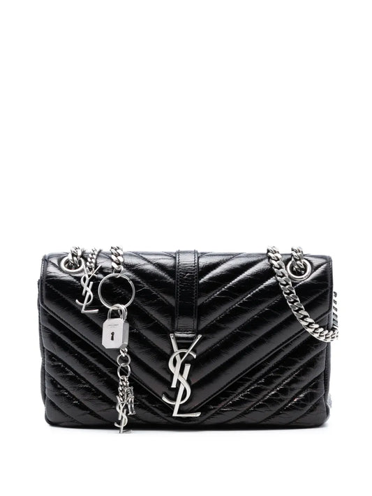 Saint Laurent Pre Owned 2015 Medium Crinkled Calfskin Punk Chain Bag Shoulder Bag