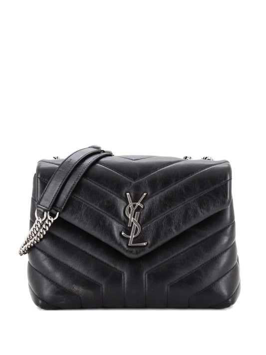Saint Laurent Pre Owned Loulou Matelasse Chevron Leather Small Shoulder Bag