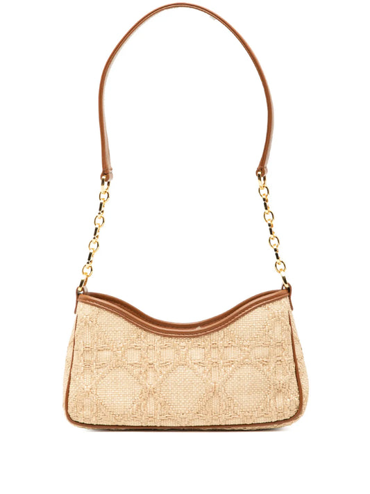 Christian Dior Pre Owned 2023 Mini Raffia Macrocannage 30 Montaigne Avenue Hobo Shoulder Bag