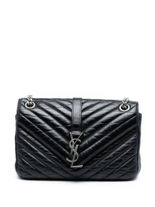 Saint Laurent Pre Owned 2015 Medium Crinkled Calfskin Punk Chain Bag Shoulder Bag