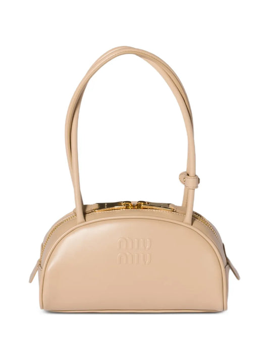 Miu Miu Beau Embossed Logo Leather Shoulder Bag