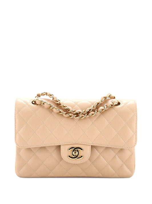 Chanel Pre Owned Classic Double Flap Bag Quilted Caviar Small Shoulder Bag