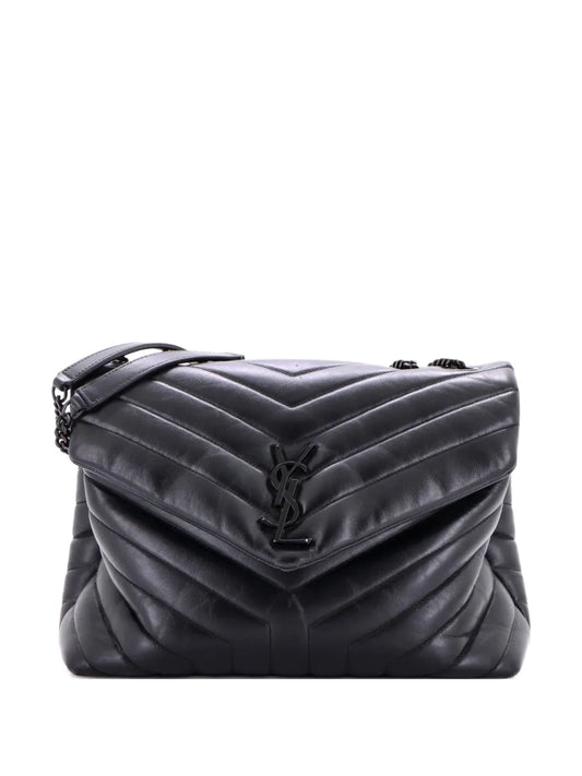 Saint Laurent Pre Owned Loulou Matelasse Chevron Leather Medium Shoulder Bag