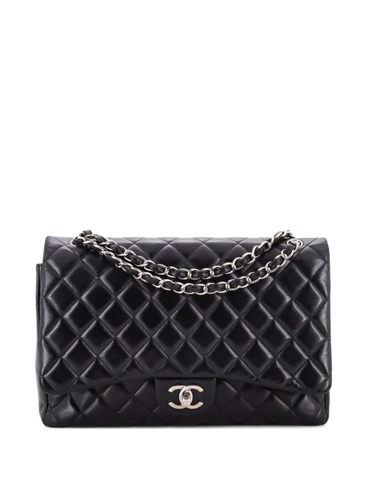 Chanel Pre Owned Classic Double Flap Bag Quilted Lambskin Maxi Shoulder Bag