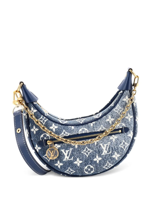 Louis Vuitton Pre Owned Loop Handbag Monogram Jacquard Denim Hobo Bag