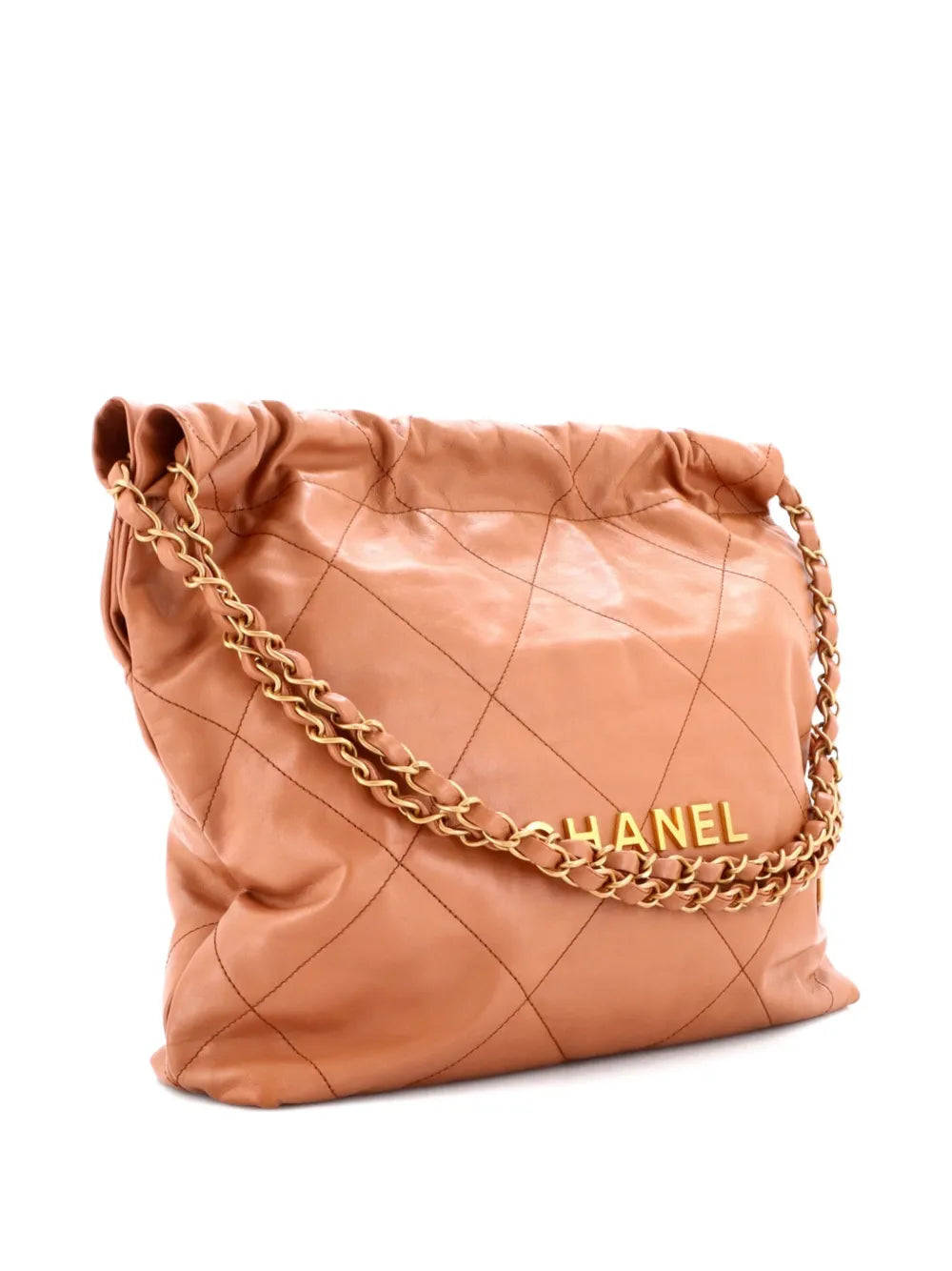 Chanel Pre Owned 22 Chain Quilted Calfskin Small Hobo Bag