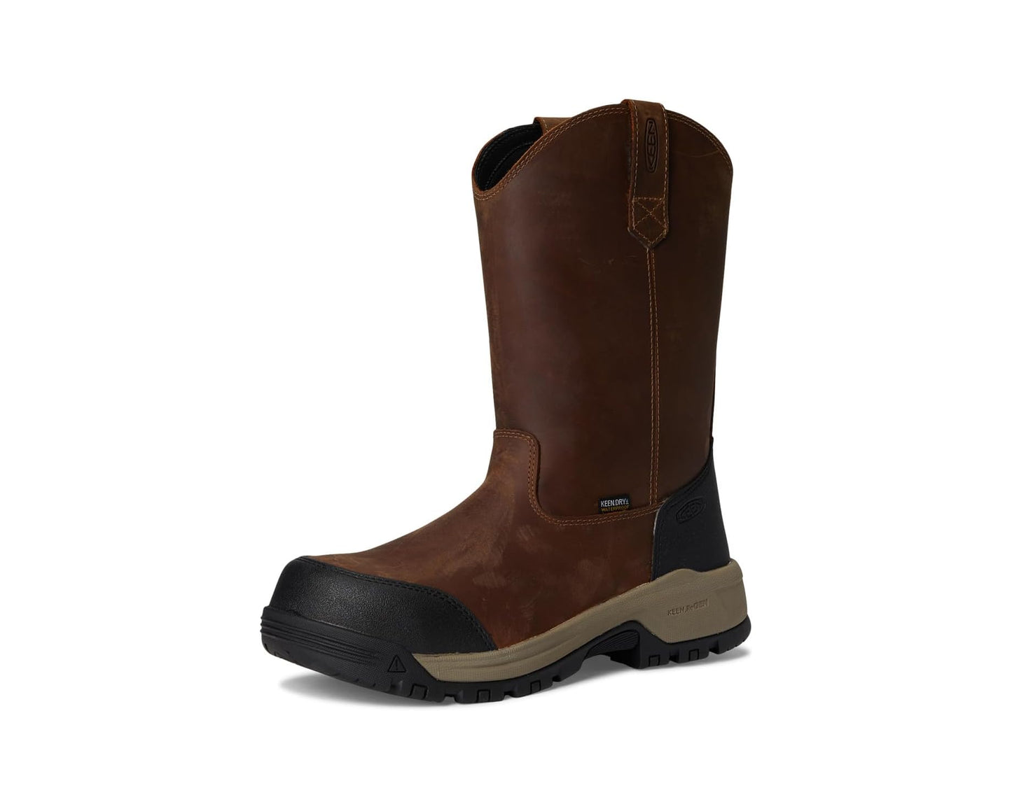 Men's KEEN Utility Evanston Pull-On Waterproof Boot (Carbon-Fiber Toe) Bison/Black