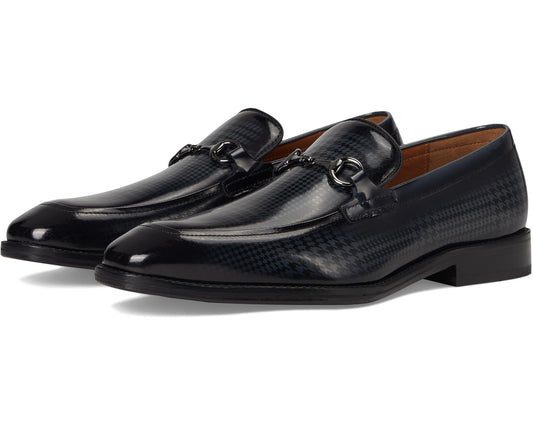 Men's Johnston & Murphy Sullivan Bit Black Brush-off Houndstooth Calfskin