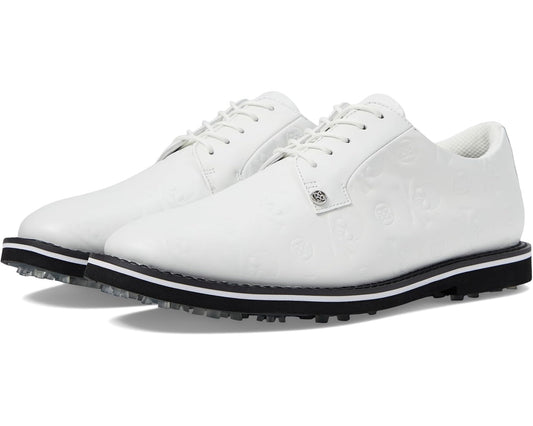 Men's GFORE Gallivanter Debossed Skull & Ts Leather Golf Shoes Snow/Onyx
