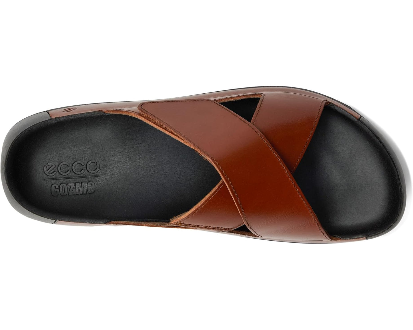 Men's ECCO Cozmo Two Band Cross Slide Sandal Cognac