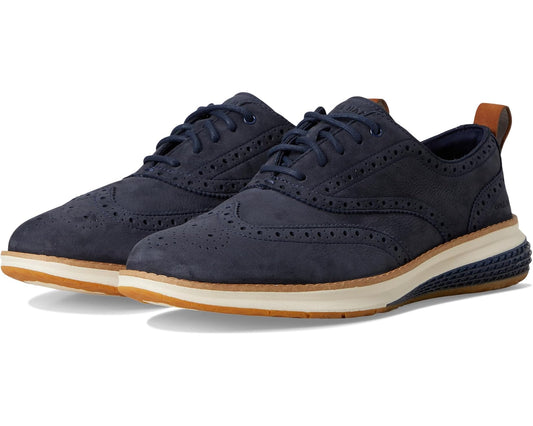 Men's Cole Haan Original Grand Energy Weave Wing Tip Oxford Navy Blazer Nubuck/Ivory