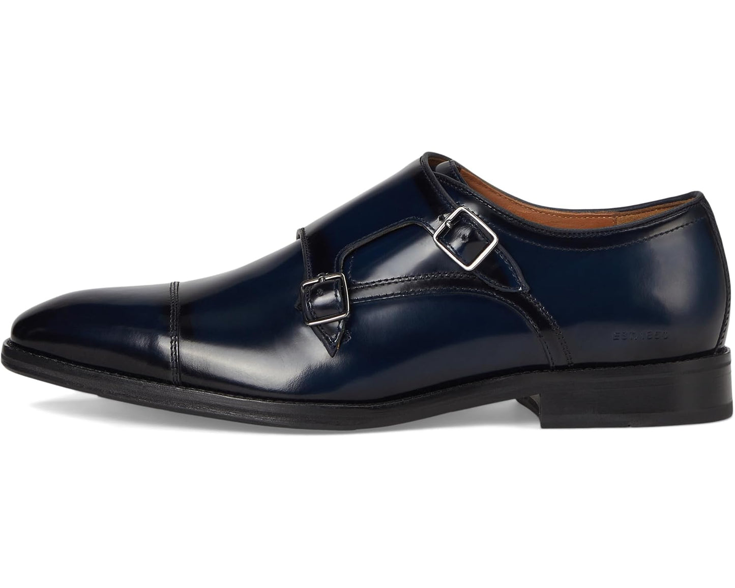 Men's Johnston & Murphy Sullivan Double Buckle Cap Toe Navy Italian Calkskin