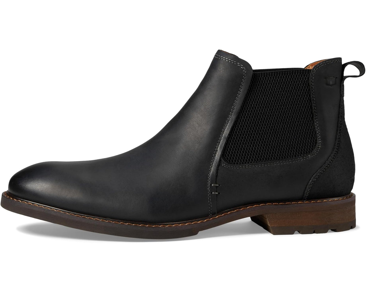 Men's Florsheim Lodge Plain Toe Gore Boots Black Crazy Horse