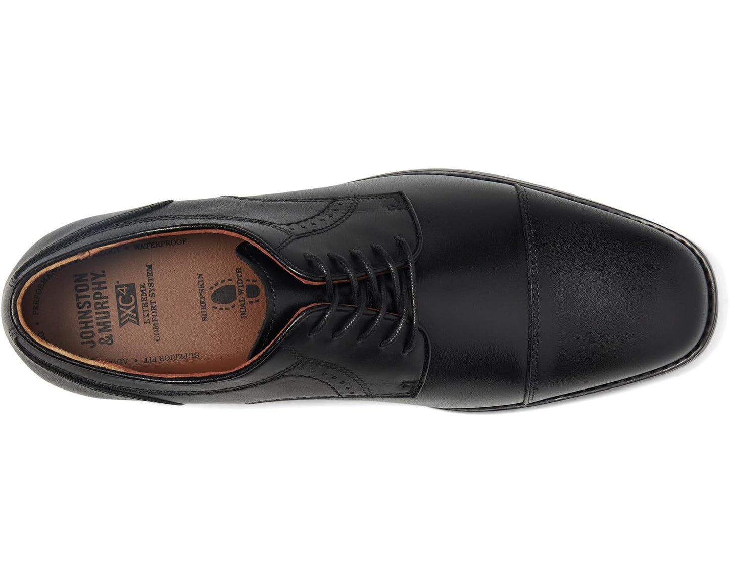 Men's Johnston & Murphy Waterproof XC4® Branning Cap Dress Cap Toe Oxford Black Waterproof Calfskin