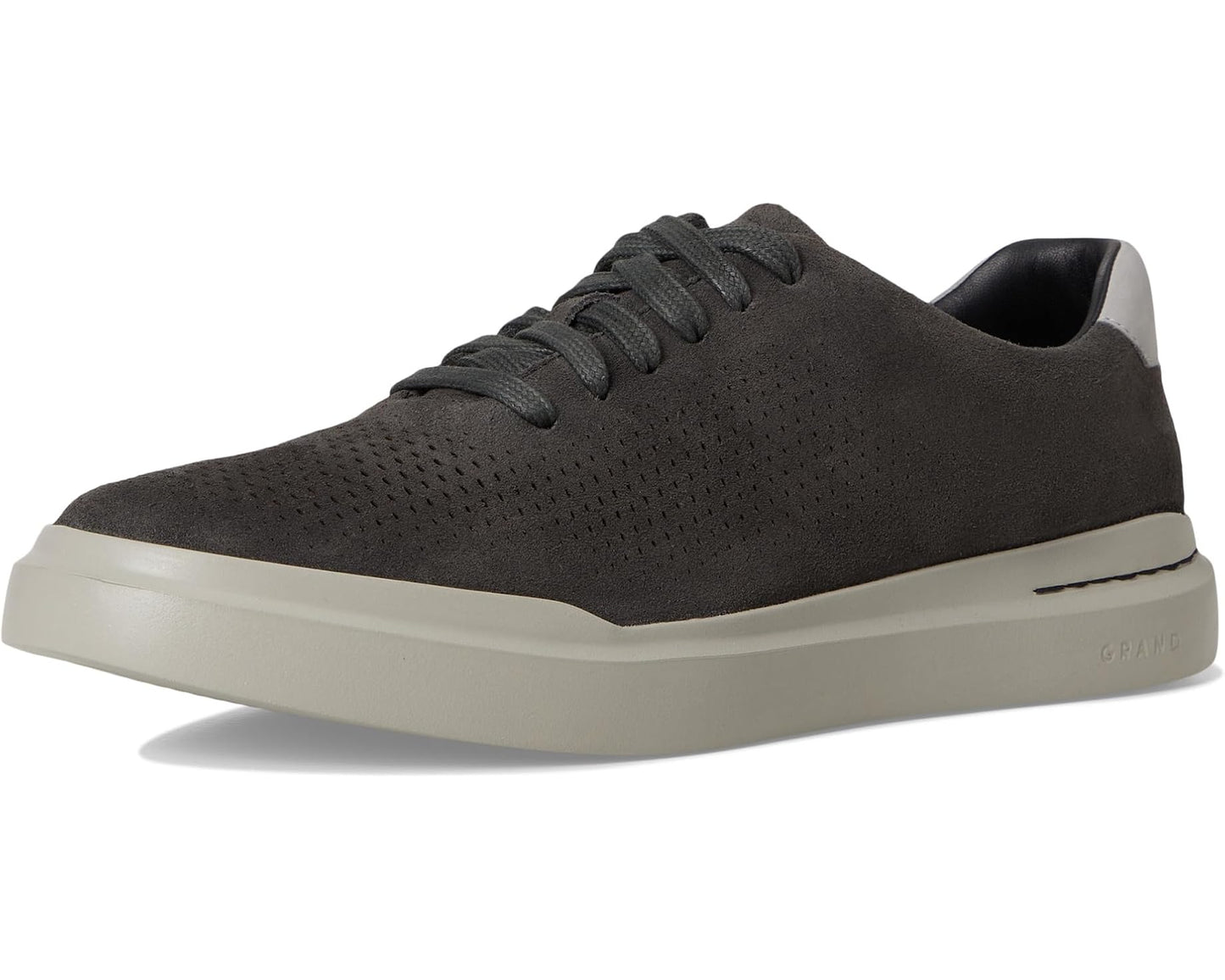 Men's Cole Haan Grandpro Laser Cut Sneakers Raven Suede/Paloma/Paloma