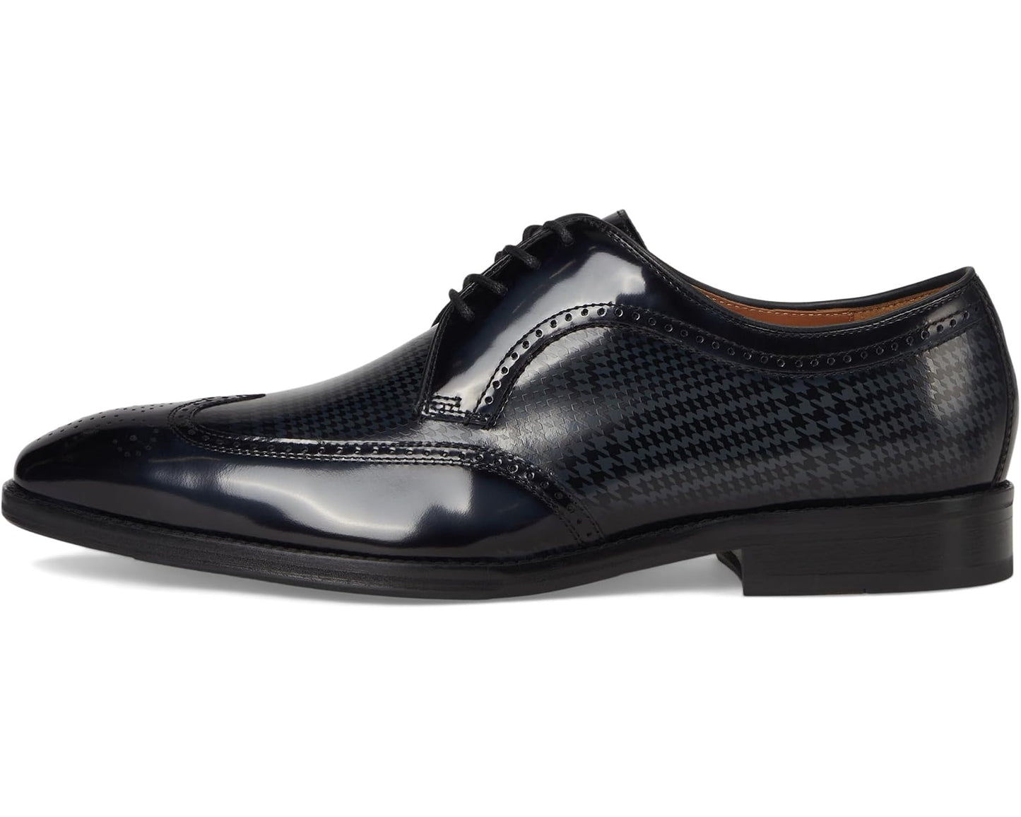 Men's Johnston & Murphy Sullivan Wingtip Black Brush-off Houndstooth Calfskin
