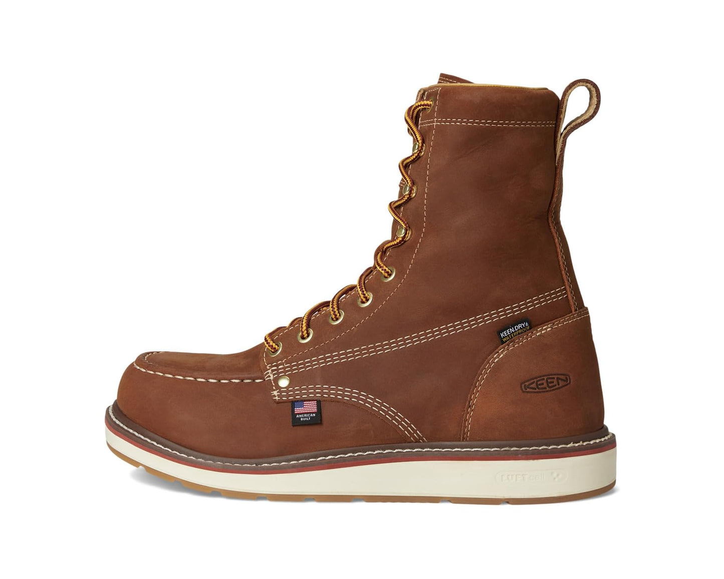 Men's KEEN Utility Liberty 8 Waterproof Boot (Soft Toe) Leather Brown/Birch