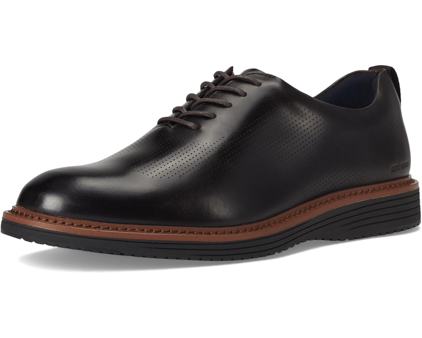 Men's Johnston & Murphy Upton One-piece Perfed Plain Toe Mahogany Full Grain
