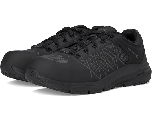 Men's KEEN Utility Vista Energy XT Work Sneaker Internal Met Guard (Carbon Toe) Black/Magnet
