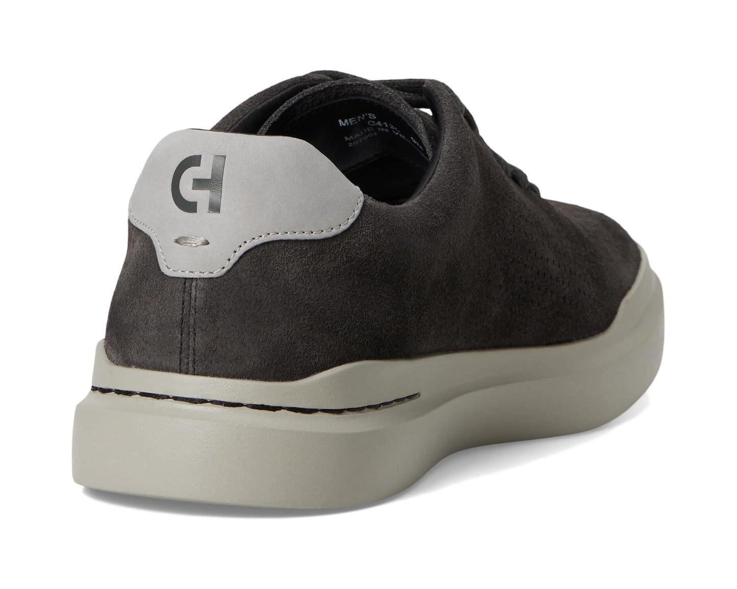 Men's Cole Haan Grandpro Laser Cut Sneakers Raven Suede/Paloma/Paloma